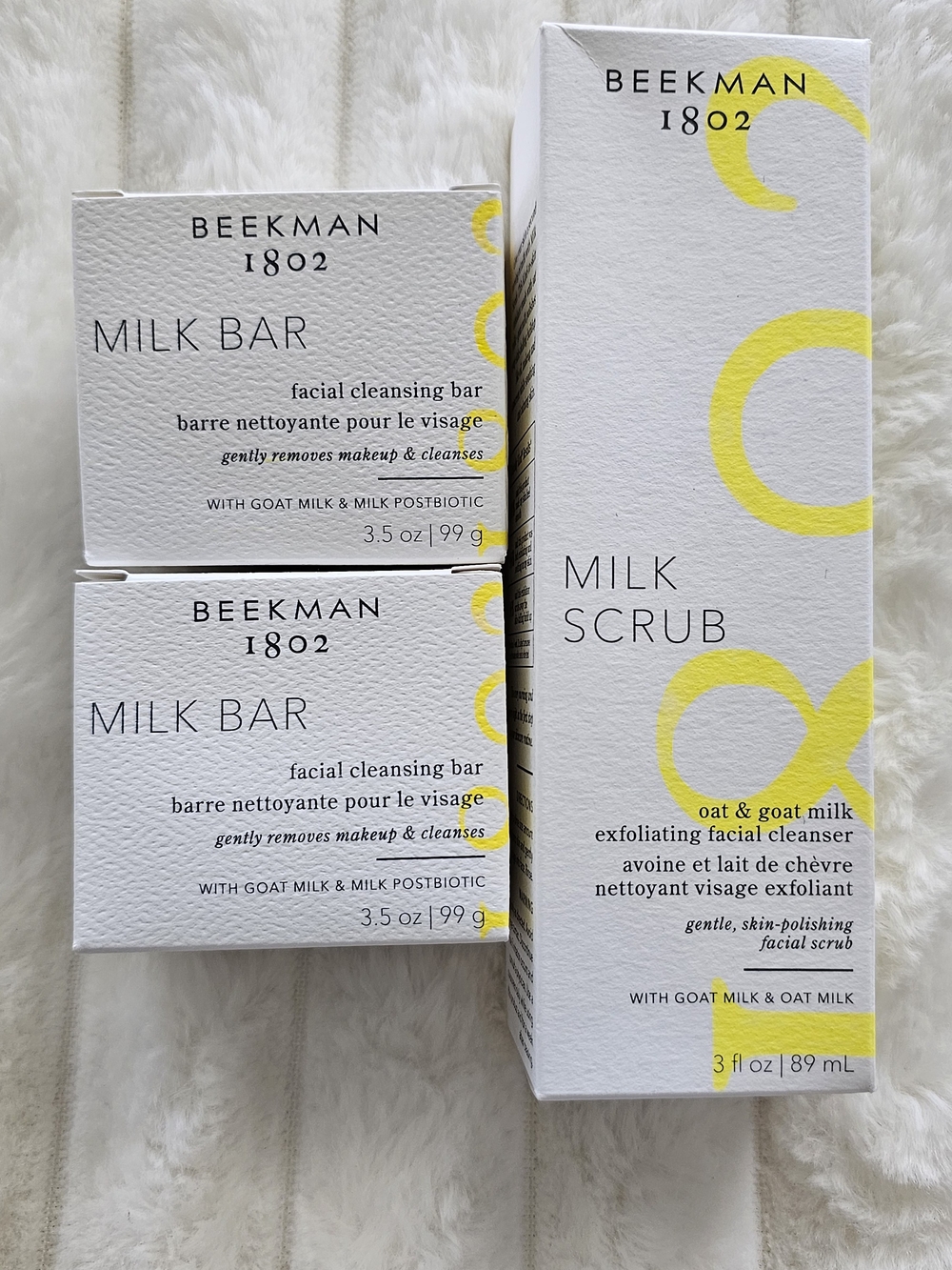 Beekman 1802 Goat Milk Scrub & 2 Hard to Find Facial Milk Bars- New In Box